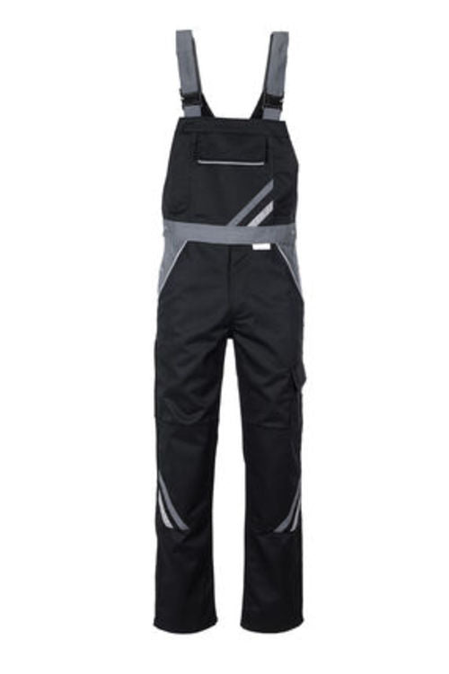 Planam Highline Latzhose – 52 – Schwarz/Schiefer, EN 14404 Typ 2, Polyester/Baumwolle