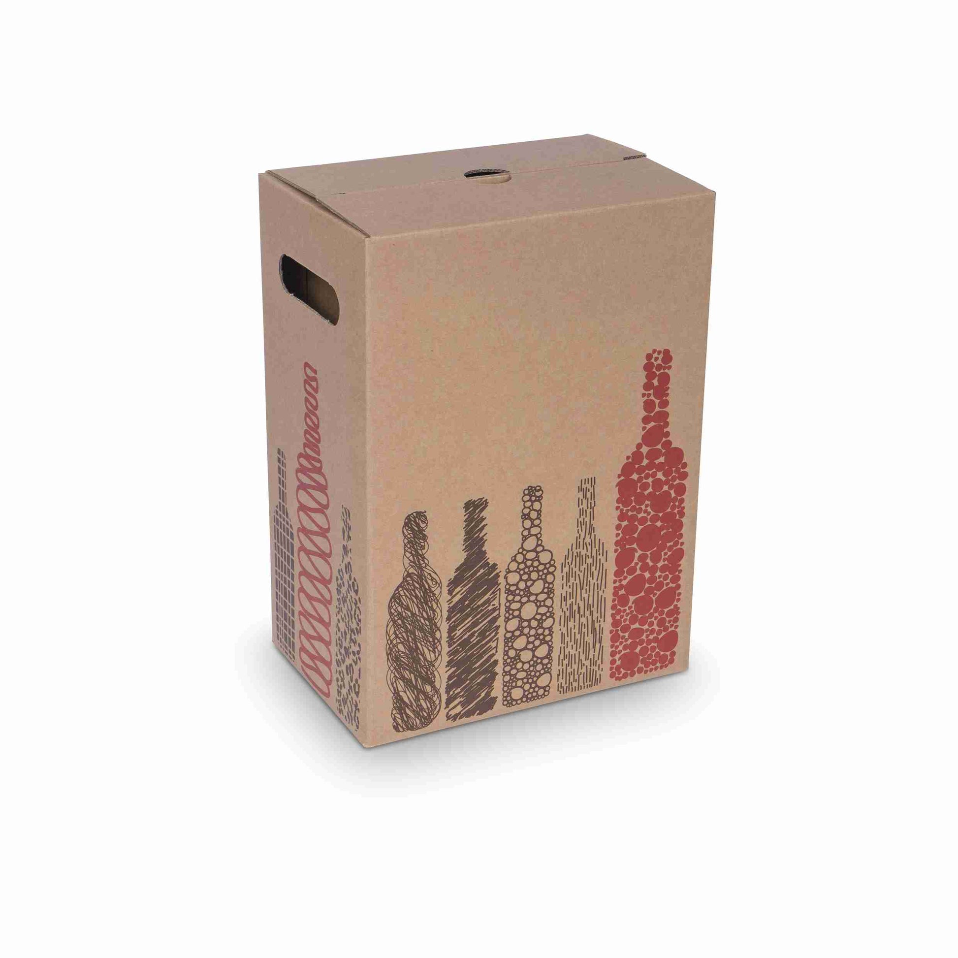 Model Weinversandkarton – für 6 × 0,75 l, max. 321 mm & Ø80 mm – 231 × 154 × 321 mm, braun, mit Einlage – 1 Stk., ab 500 Stk.