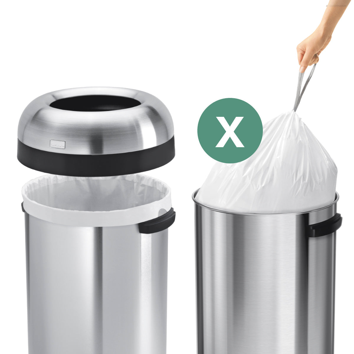 simplehuman Kehrichtsack – 80 L, mit Zugband, PE, weiss, 878 × 657 mm, 100 Stk