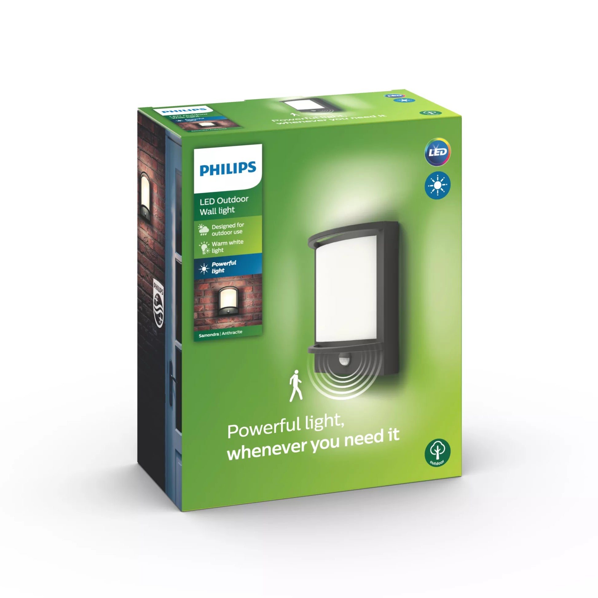 Philips by Signify Philips Aussenwandleuchte – Warmweiss, 2700 K – IP44 – Netzbetrieb – mit Bewegungsmelder – Grau – Aluminium
