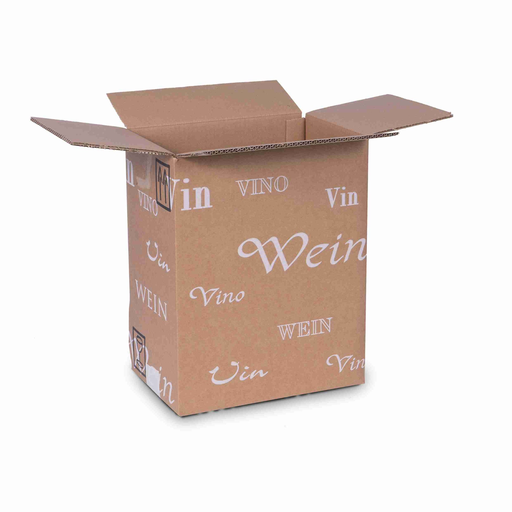 Model Weinversandkarton – für 6 × 0,75 l, max. 330 mm & Ø83 mm – 265 × 178 × 330 mm, braun, Wellkarton – 1 Stk., ab 200 Stk.