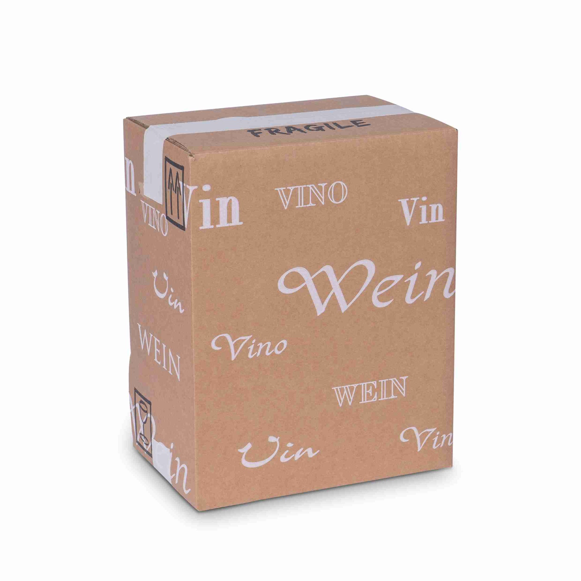 Model Weinversandkarton – für 6 × 0,75 l, max. 330 mm & Ø83 mm – 265 × 178 × 330 mm, braun, selbstklebend – 1 Stk., ab 20 Stk.
