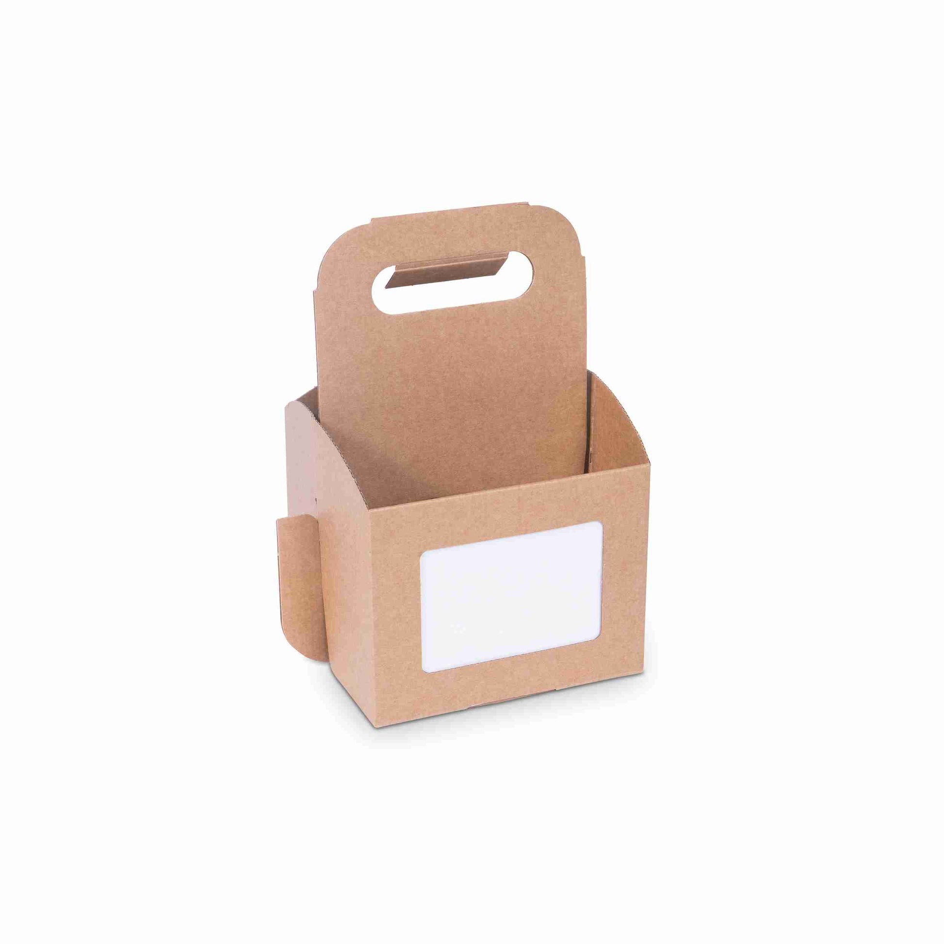 Präsentkarton Wellpappe braun – Innenmass 150 × 238 × 150 mm – für 4 × 0,33 l Flaschen – 1 Stk., ab 20 Stk.
