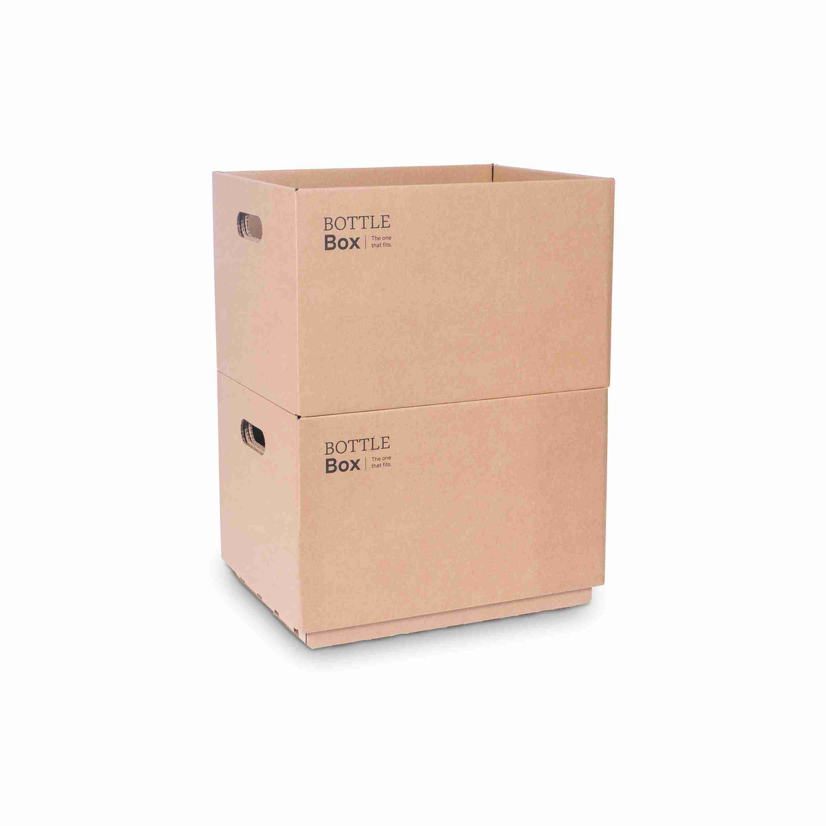 Model Flaschenverpackung, Wellkarton – 369×256×240 mm – für Bierflaschen, mit Gefache und Grifflöchern, bis 40 kg