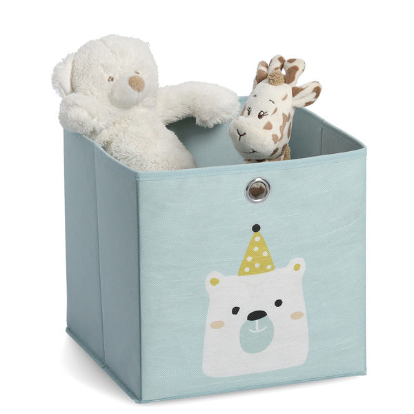Zeller Present Aufbewahrungsbox – Vlies/Metall – Blau – mit Griff – 280 × 280 × 280 mm