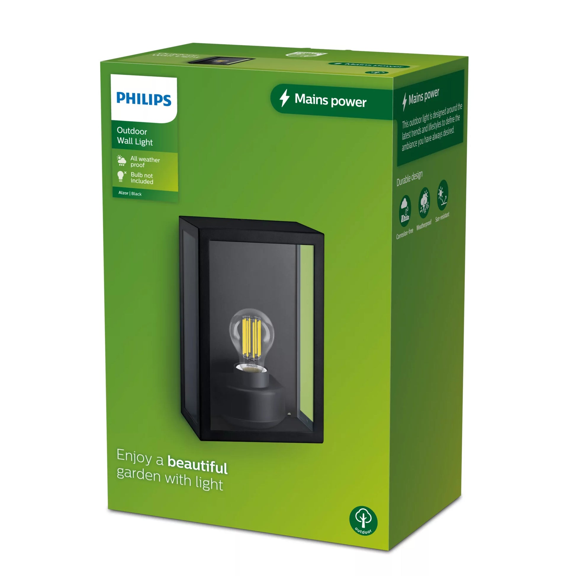 Philips by Signify Philips Aussenwandleuchte Alzor – 10×26 cm – 25 W – IP44 – Netzbetrieb – Schwarz, Aluminium