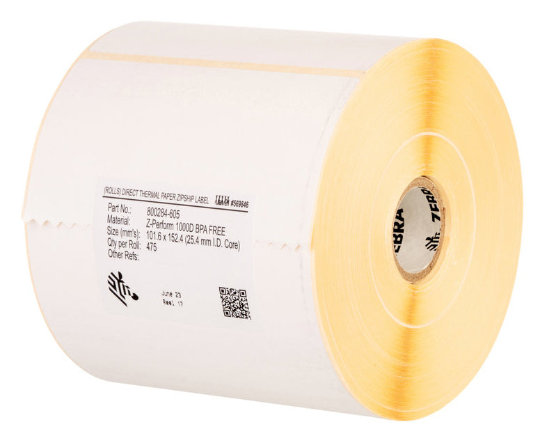 Zebra Thermotransfer-Etiketten, 148 mm × 168 m, weiss, Papier, stark haftend, 1 Rolle (800 Etiketten)