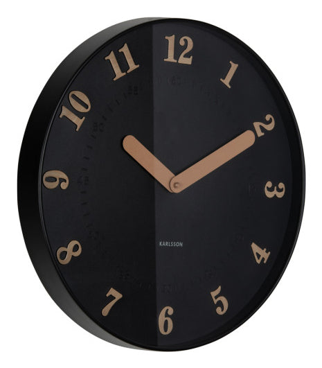 Karlsson Wanduhr Amena – Ø 40 cm, schwarz, Kunststoff