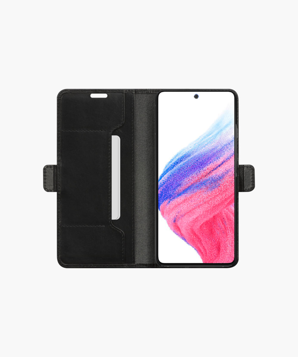 dbramante1928 Booklet-Hülle – für Samsung Galaxy A53 5G – schwarz – Leder – mit Kartenfach, Magnetverschluss