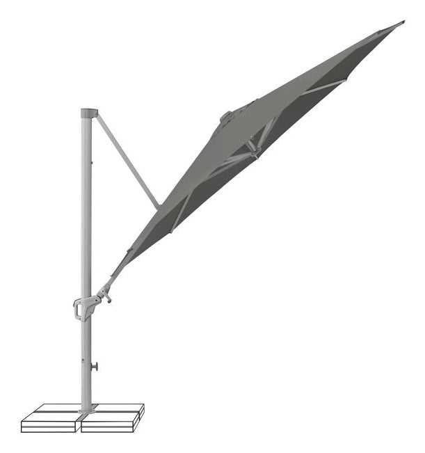 Suncomfort by Glatz Familyflex Terrassenschirm – rechteckig 300 × 300 cm, Aluminium, Steingrau, für Aussenbereich