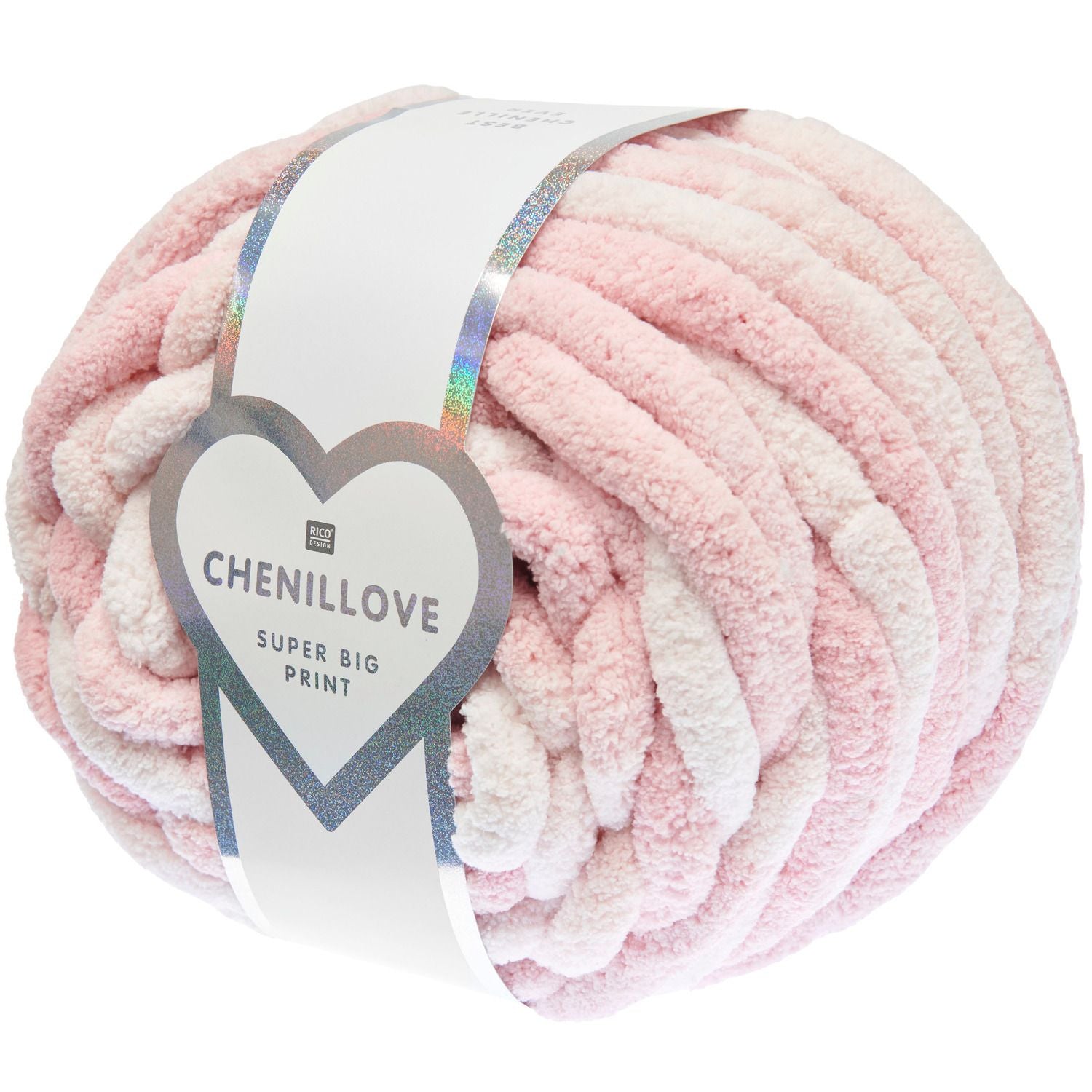Rico Design Chenillove Super Big Print Wolle Rosa – 300 g, 36 m, Nadel 25 mm, 100% Polyester