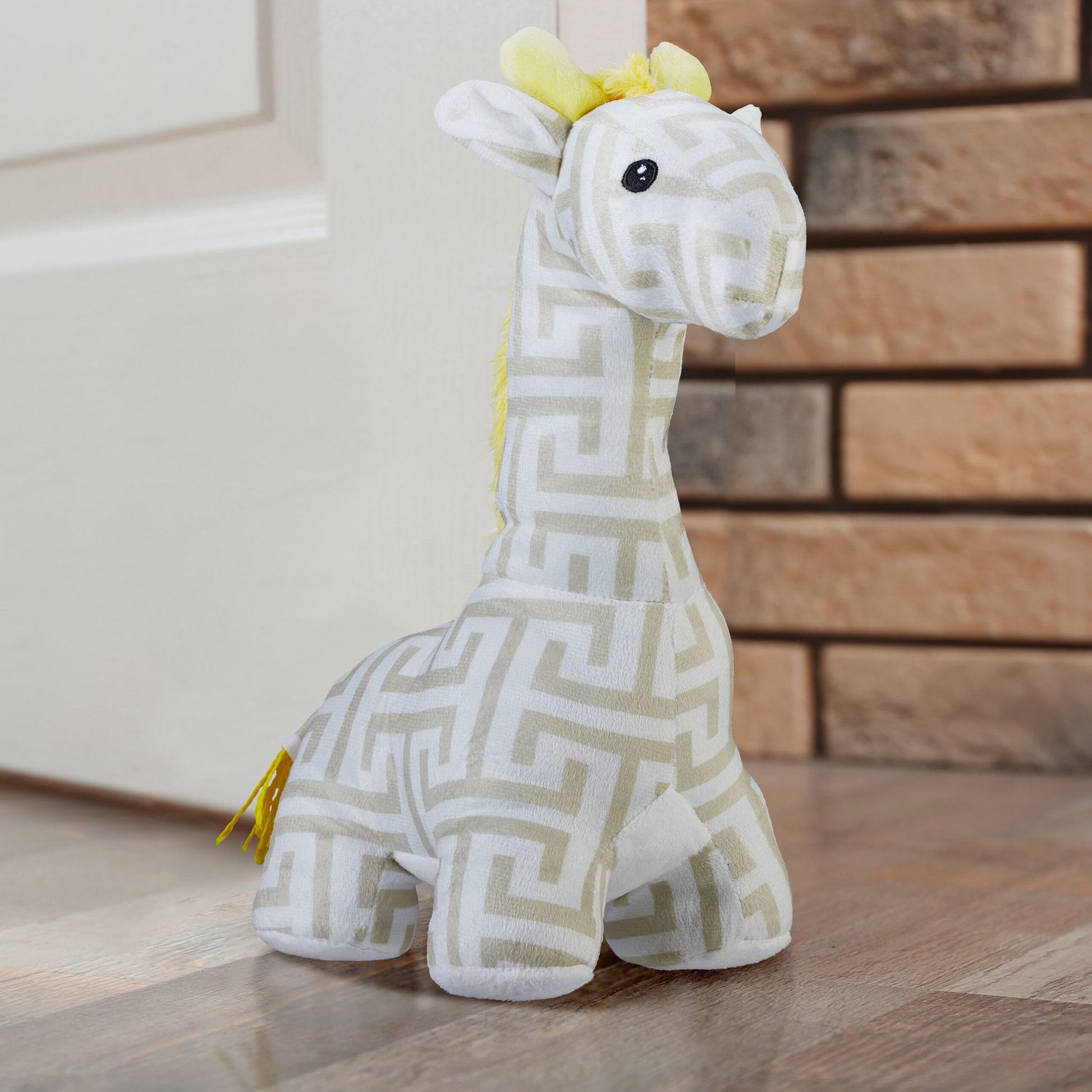 Relaxdays Giraffe Türstopper – Polyester/Kunststoff/Sand – Gelb/Weiss/Beige – 150 × 350 × 250 mm