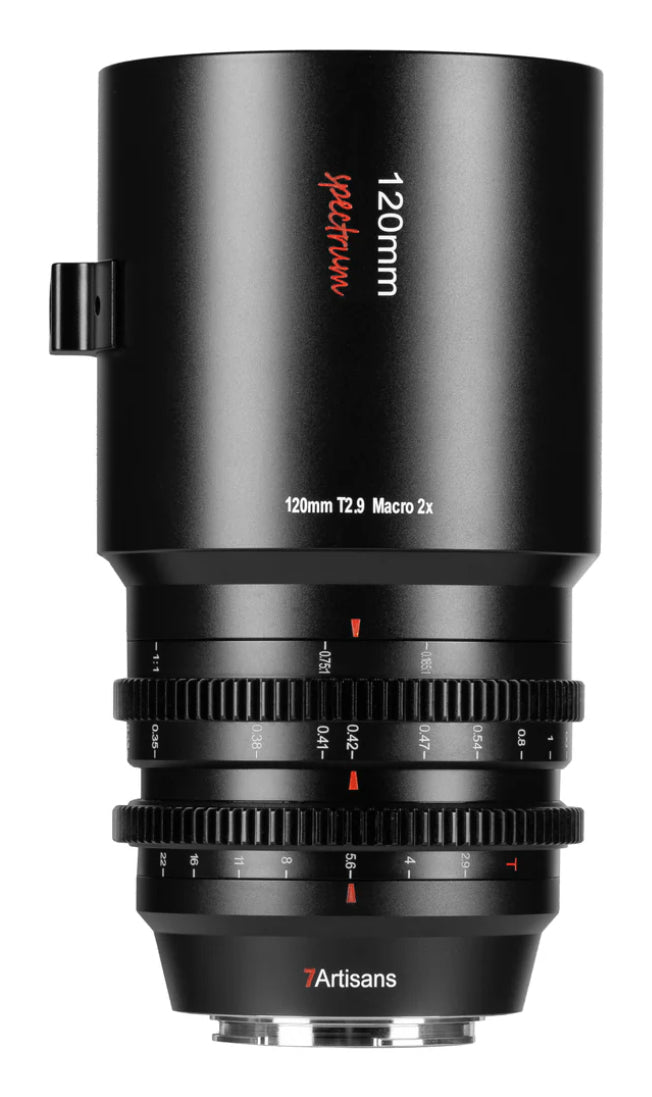 7Artisans 120T29B-R 120 mm T2,9 Makroobjektiv – Canon RF – 2× Makro, Naheinstellgrenze 0,3 m