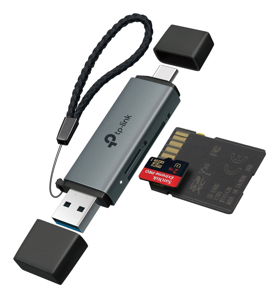 TP-Link USB-Kartenleser USB-C/USB-A – SD/microSD – USB 3.1 (200 Mbit/s) – Schwarz – für Android, iOS und mehr