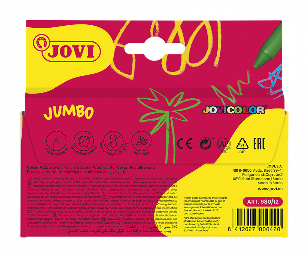 Jovi Jumbo Wachsmalstifte – 12 Farben, Karton