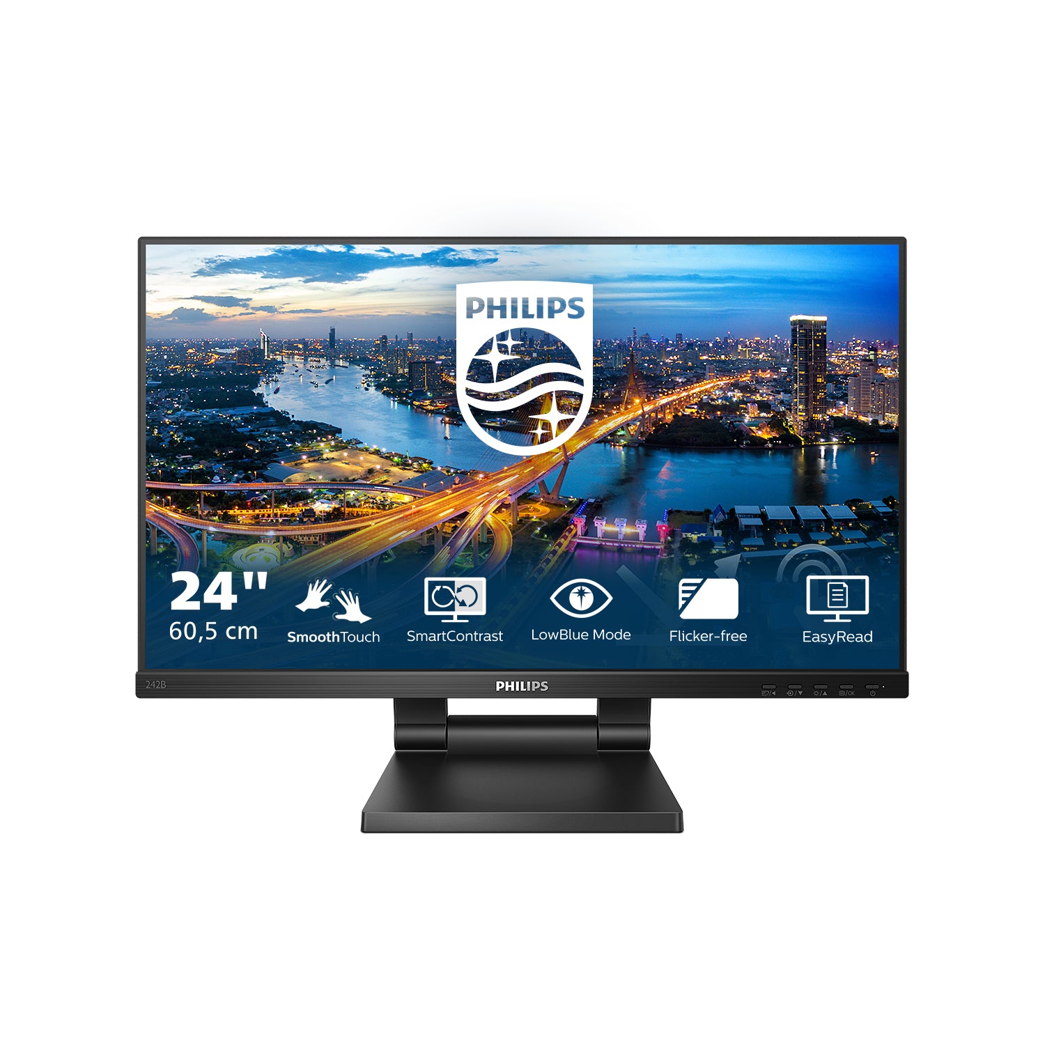 Philips 242B1TC/00 – Monitor, 23,8", IPS, Touch, 75 Hz, 250 cd/m², VESA 100 × 100, Schwarz