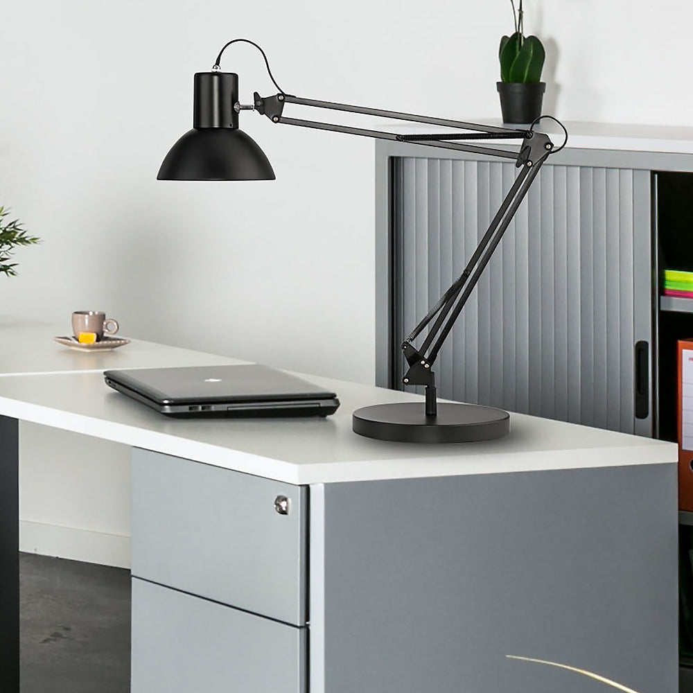 Unilux Tischleuchte SUCCESS 80 – E27, Höhenverstellung 0–66,0 cm, Klemme & Sockel – Schwarz
