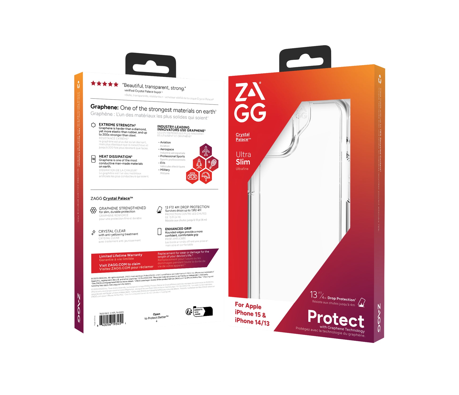 ZAGG Backcover Crystal Palace – für Apple iPhone 15/14/13 – transparent