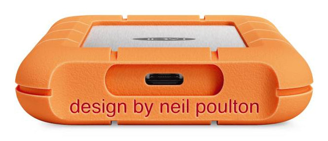LaCie Rugged SSD4 – Thunderbolt 5, USB4 Gen3x2 (USB‑C), 4 TB, 4'000 MB/s, Orange/Edelstahl
