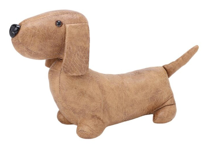 CHALET Dackel Faussete Türstopper – H 33 cm – Kunstleder, Braun