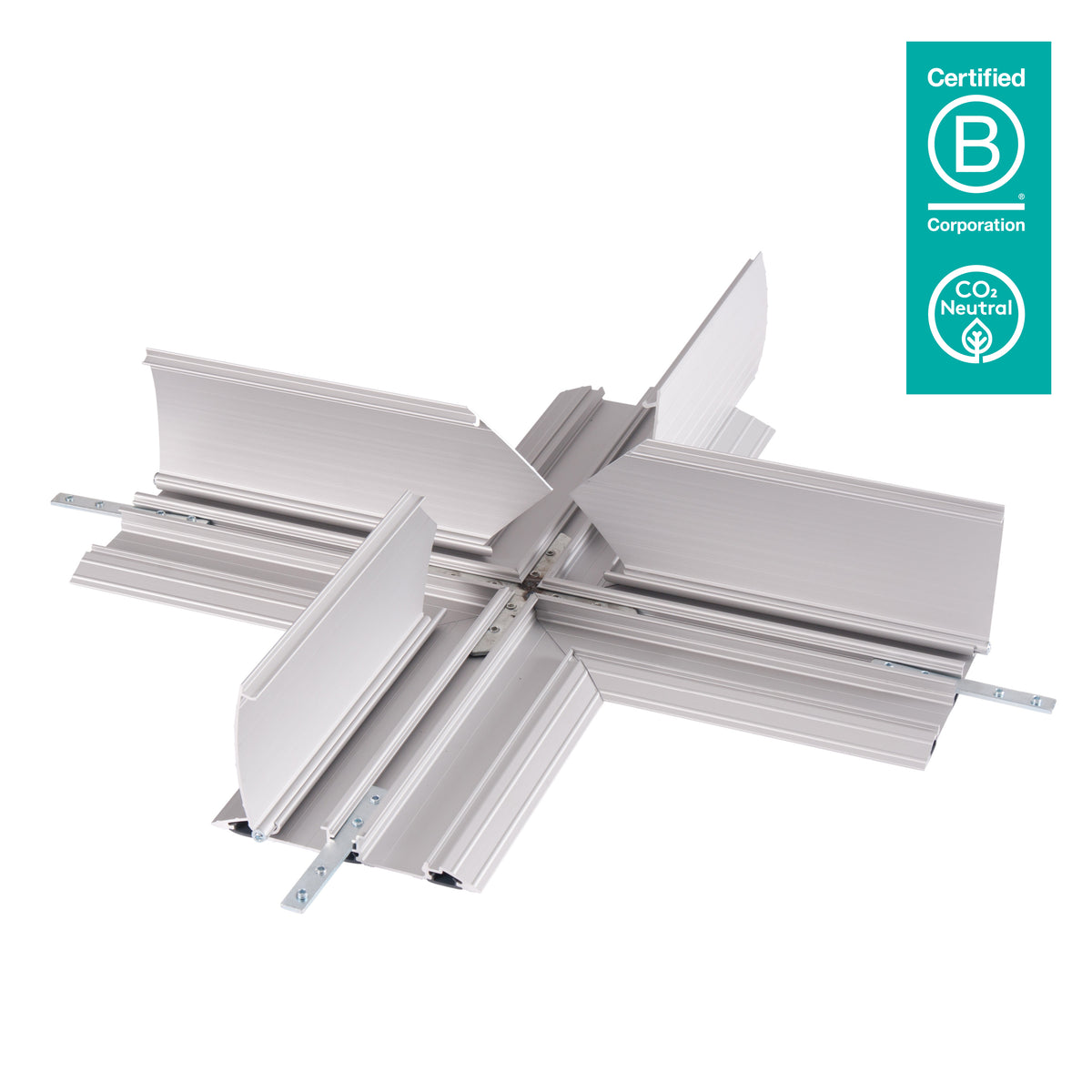 Dataflex Addit Kreuzverbindung 462 – Kabelschutz, Aluminium, 2× Kabelkanäle, Traglast 500 kg, Silber