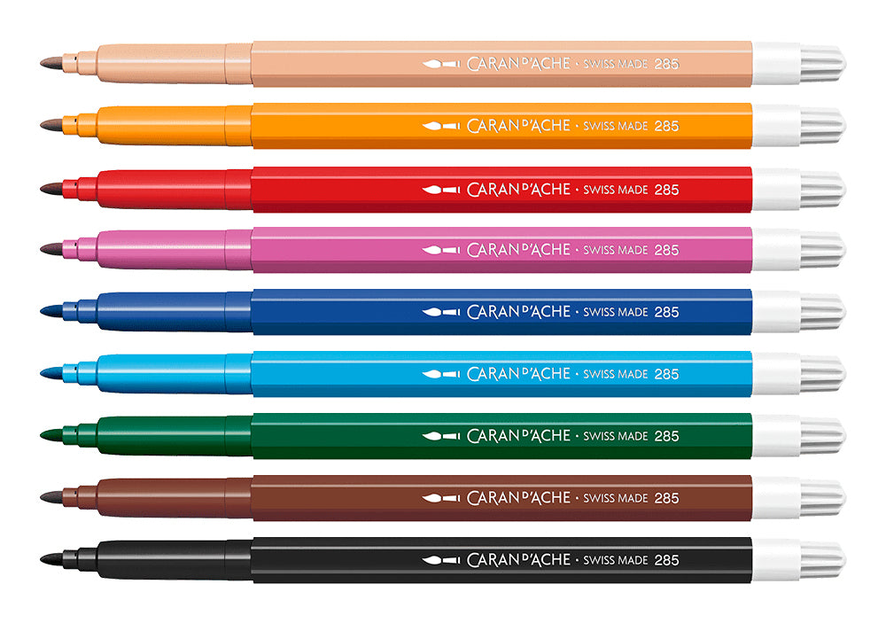 Caran d-Ache Caran d'Ache – Filzstifte, Strichbreite 2,8 mm, auswaschbar, 10 Farben