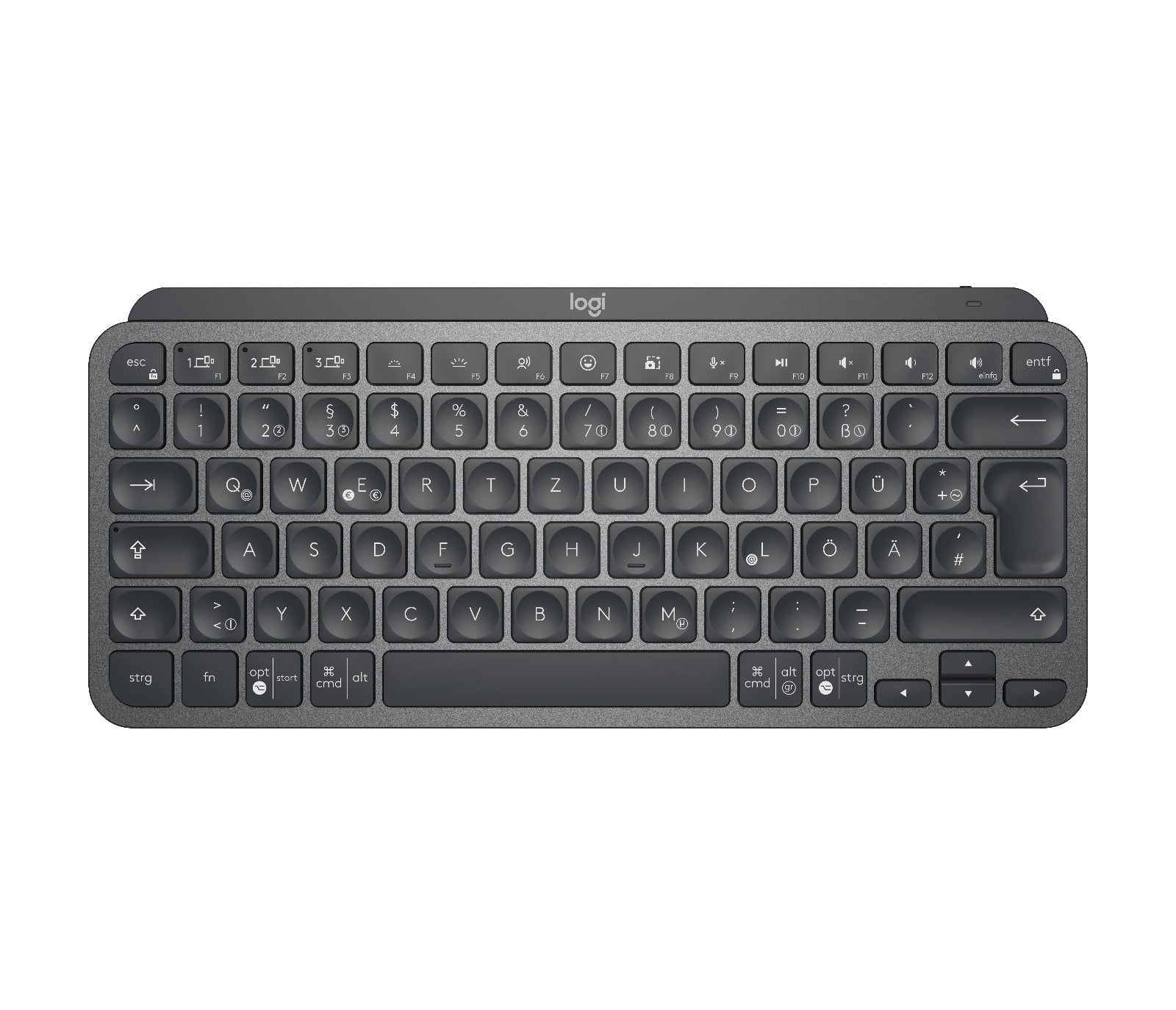 Logitech MX Keys Mini – Tastatur – Mini – Bluetooth & 2,4 GHz (Logi Bolt) – beleuchtet – QWERTZ (DE) – Graphit