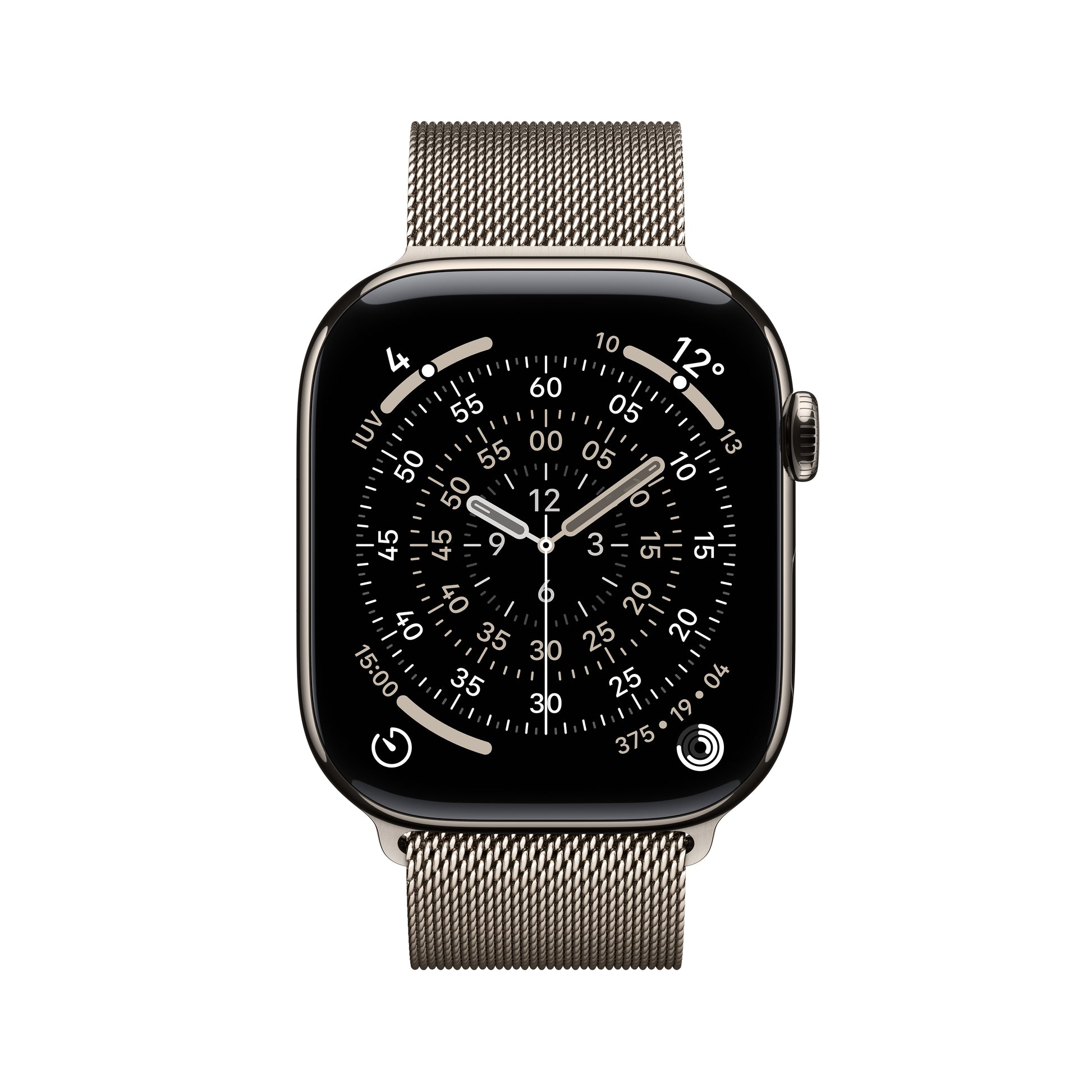 Apple Watch Series 11 46 mm GPS + Cellular – Titan Natur, Milanese Loop, M/L, 50 m, für iPhone