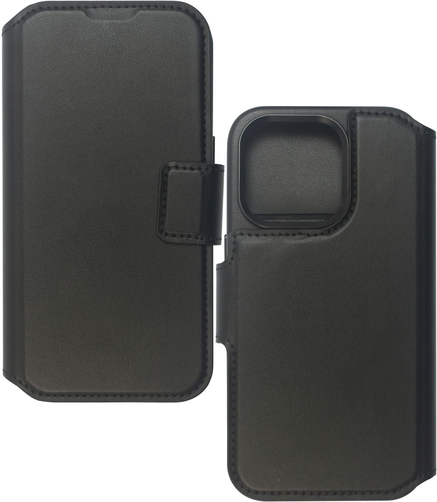 eSTUFF INFINITE MILAN Wallet-Case – Schwarz, Leder – für Apple iPhone 16 – mit 3 Kartenfächern