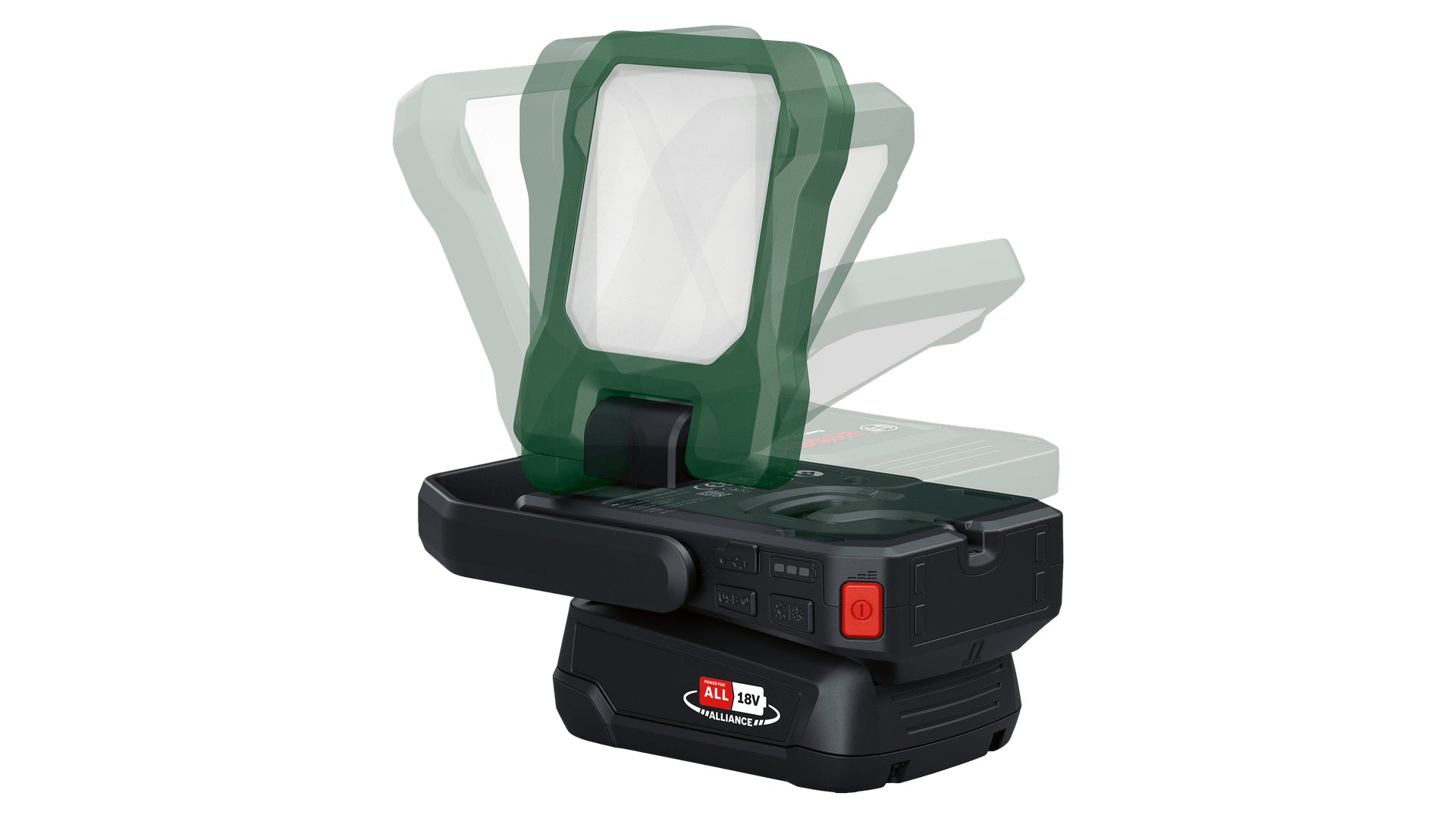 Bosch Taschenlampe EasySpotLight 18V-400 – 400 lm, IP30, 3-Stufen-Dimmer, USB – Grün