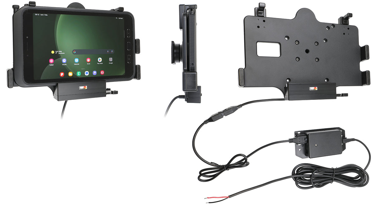 Brodit Fahrzeug-Dock für Samsung Galaxy Tab Active 5/3 – VESA 75×75, Ladefunktion 10–30 V – Schwarz