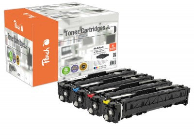 Peach Toner-Multipack – BK/C/M/Y, schwarz 3150, C/M/Y 2450 Seiten – für HP Color LJ Pro M 255 dw und andere