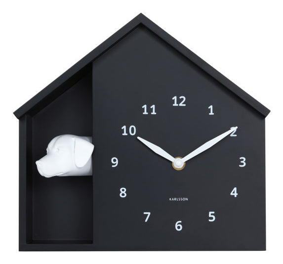Karlsson Wanduhr Peeking Doggy – Ø 24,9 cm, Weiss, Kunststoff