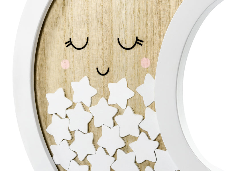 PartyDeco Mond Holz Gästebuch – 385 × 300 mm – Holzeinband, Weiss