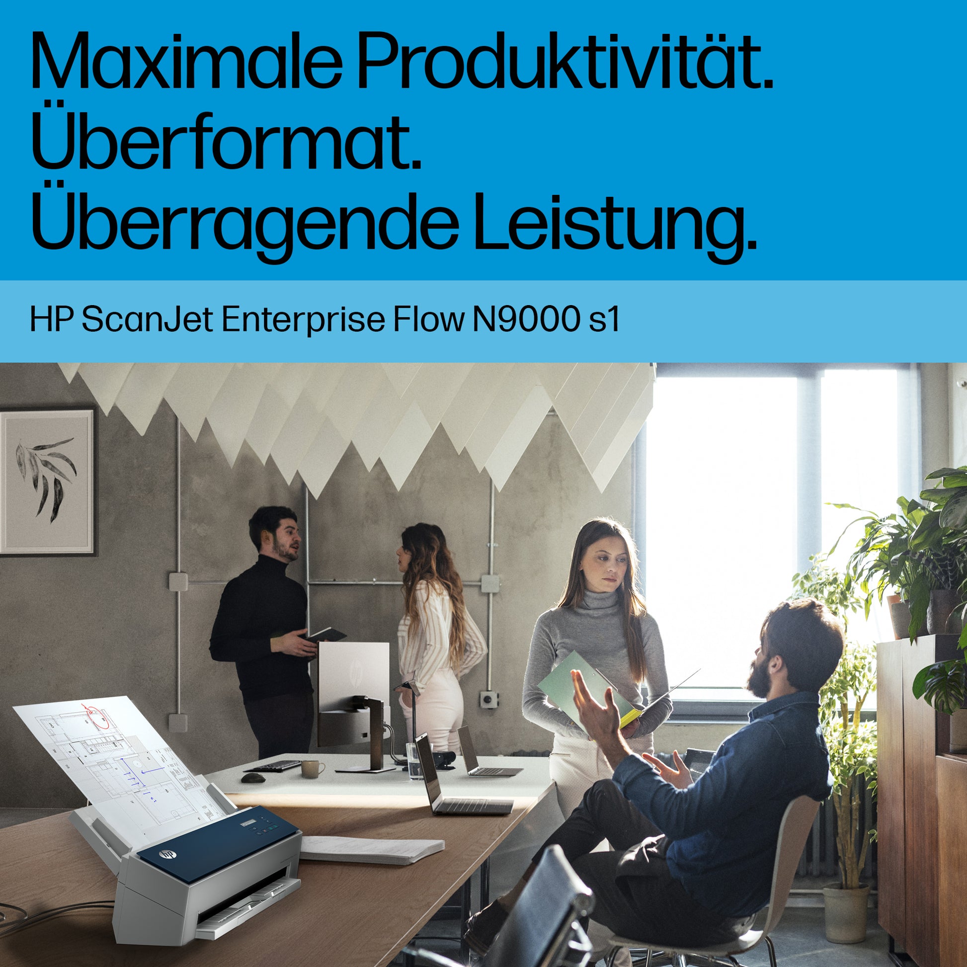 HP ScanJet Enterprise Flow 9000 s1 – Einzugsscanner, A3, Duplex, 80 ppm, ADF 100 Blatt, USB