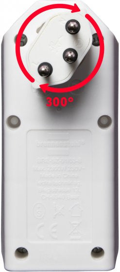 Brennenstuhl Steckdosenleiste, 3×T13, Eingang T12, drehbar 300°, ohne Schalter – weiss