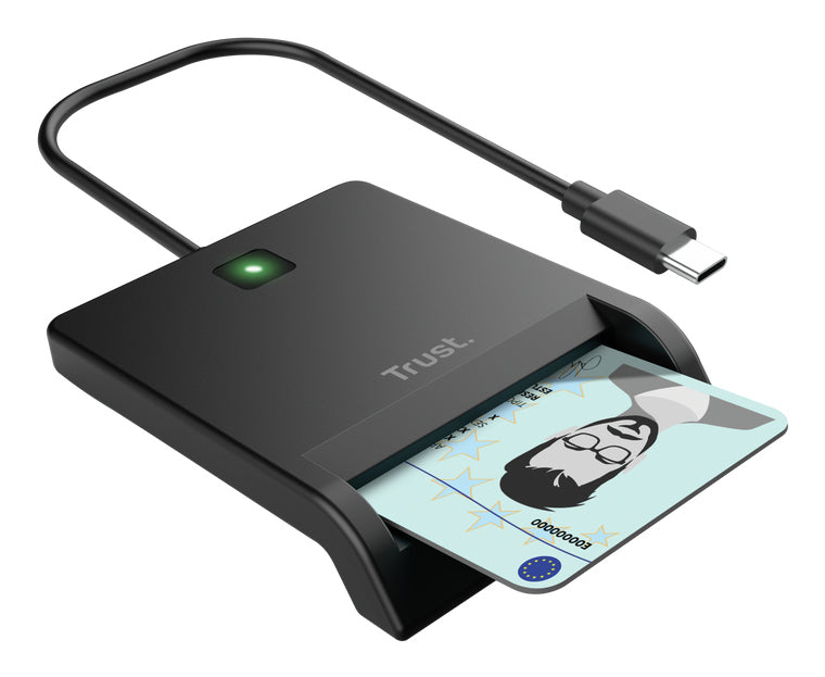 Trust Primo – Smartcard-Leser – USB Typ-A, USB Typ-C, Schwarz