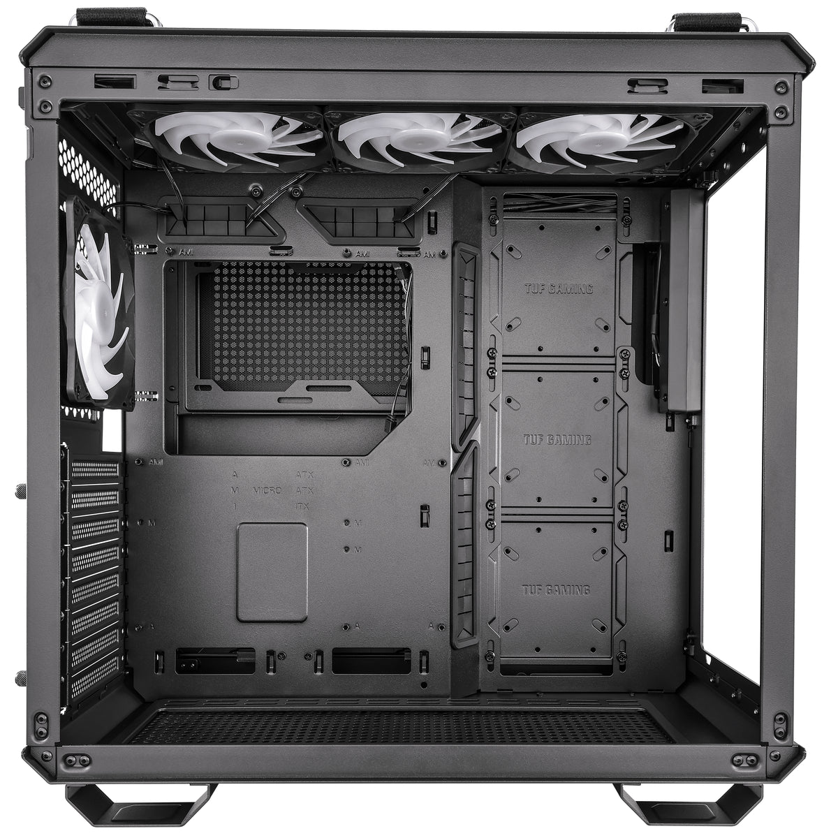 ASUS TUF Gaming GT502 PLUS – PC-Gehäuse (Midi-Tower) – ATX/mATX/Mini-ITX, 4×3,5", 4×2,5", Sichtfenster, Schwarz