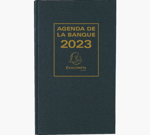 Exacompta Banquier Large – Tagesagenda 2027, 1 Tag/2 Seiten, 17,5 × 28,0 cm, schwarz