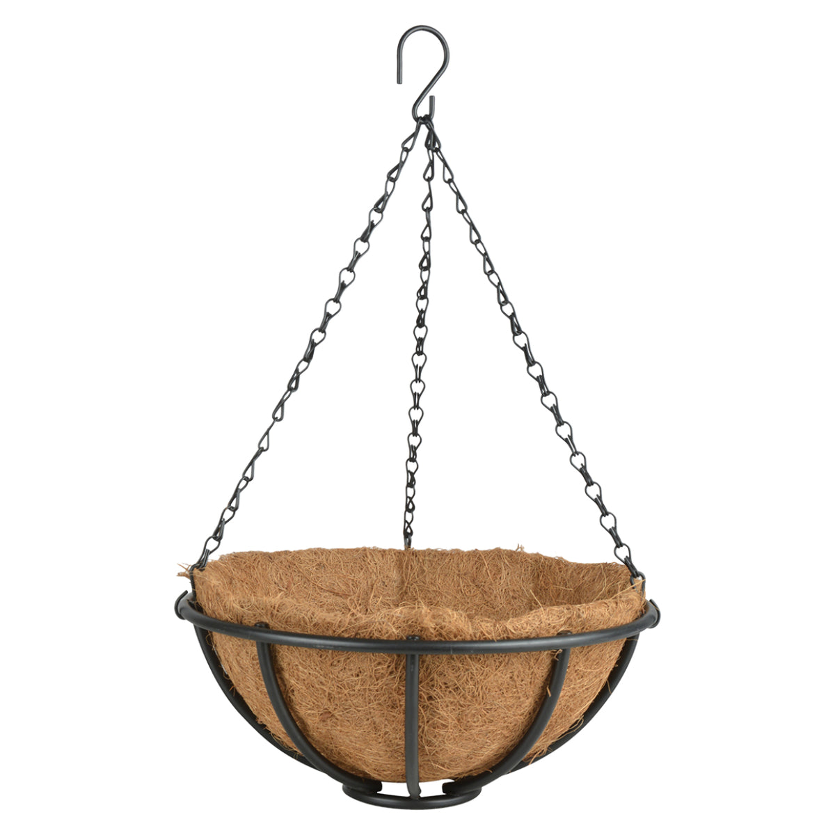 Esschert Design Pflanzgefäss – für Ø 30,5 × 13 cm – Kokosfaser & Metall, Schwarz