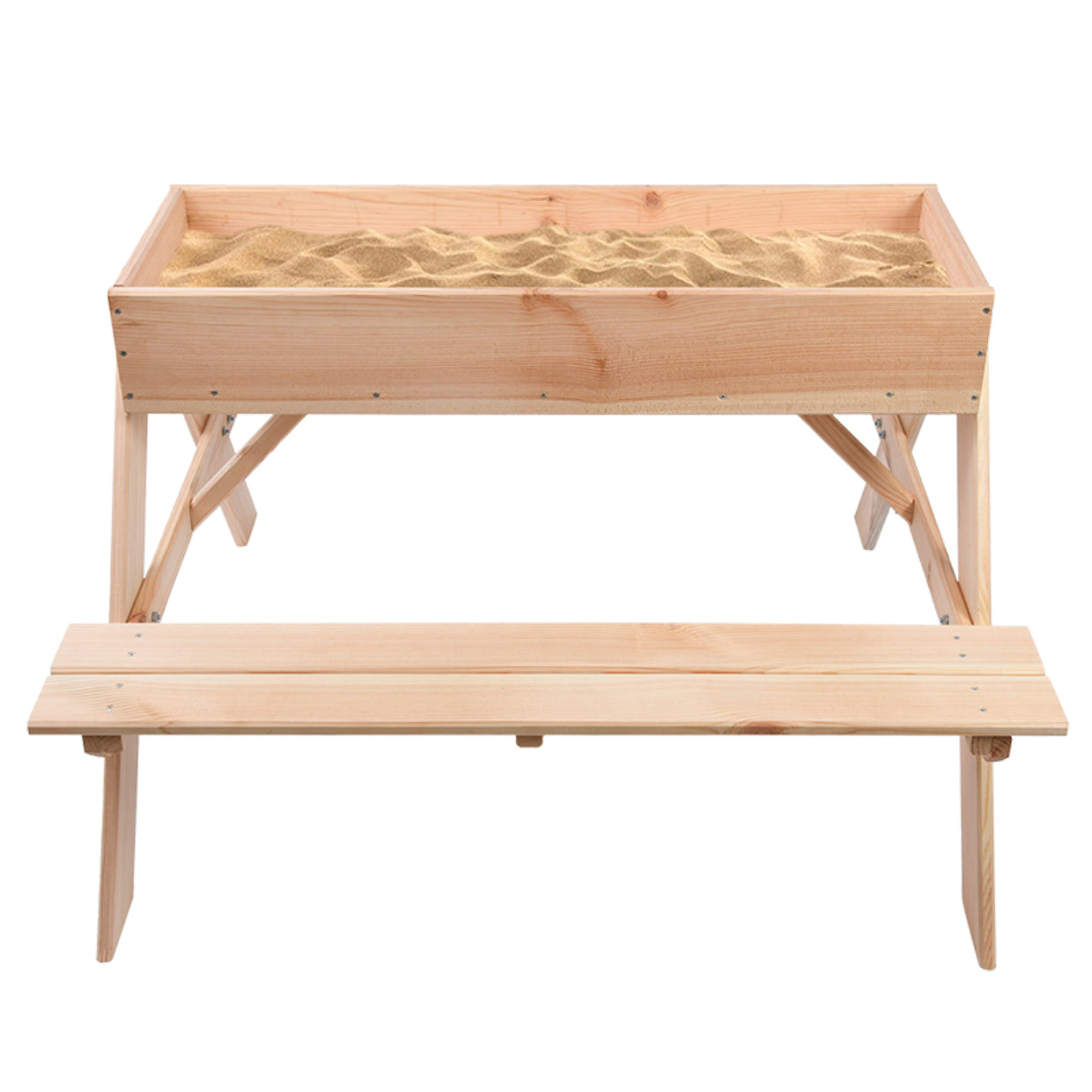 Esschert Design Picknicktisch mit Sandkasten – 93 × 60 × 88 cm – 1 Stück – ab 3 Jahren – Kiefernholz, Braun