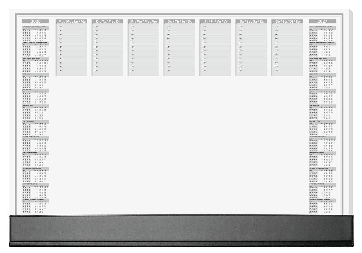 Sigel Schreibunterlage Monatsplaner – 59,5 × 41 cm, 40 Blatt, 2027/2028, d/f/gb/nl