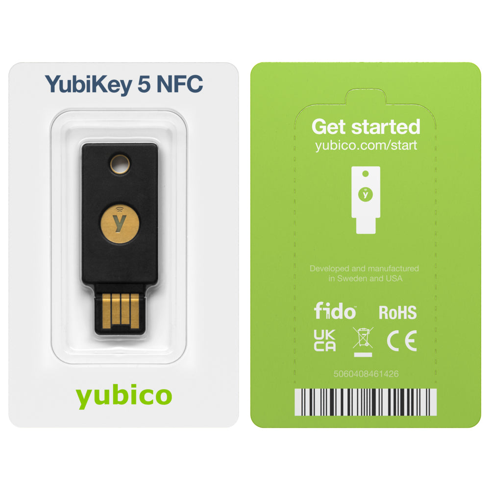 Yubico Sicherheitsschlüssel – USB-A (Stecker) – NFC, FIDO 2 – Schwarz – für Android, Windows 10, iOS