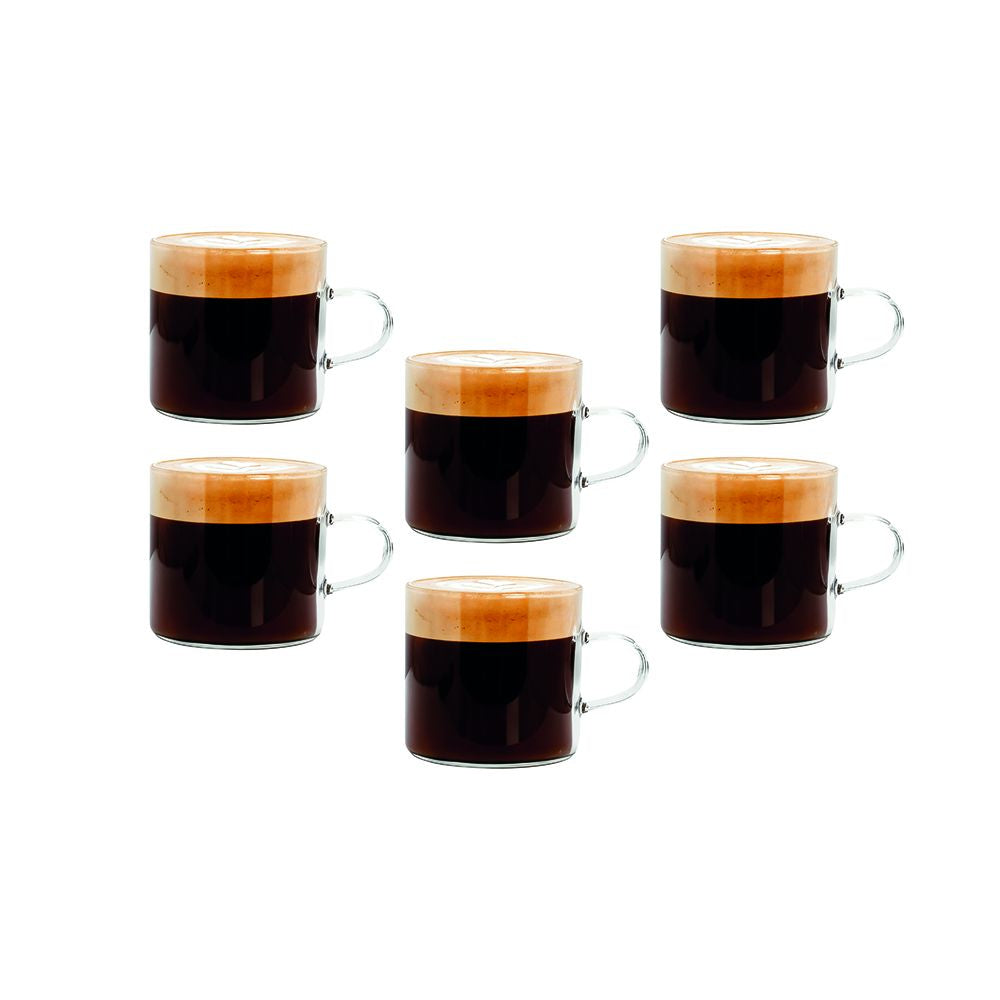 Tognana Porcellane Tognana Kaffeetassen-Set Lyra – 6er Set, 130 ml, Ø 6,0 cm, Borosilikatglas, Transparent, spülmaschinenfest