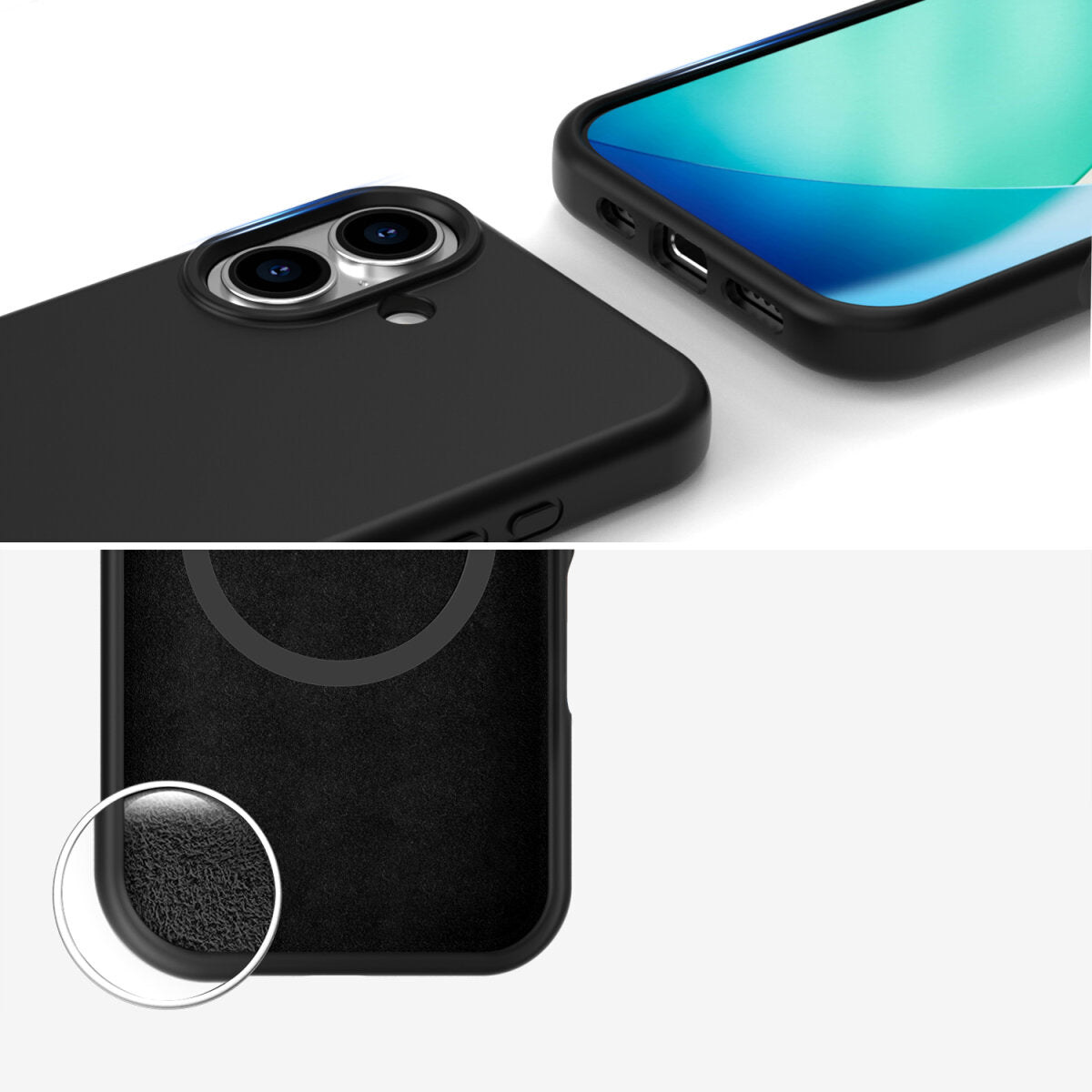 4smarts Cupertino Backcover – für Apple iPhone 17 – MagSafe, Silikon+Mikrofaser, Schwarz