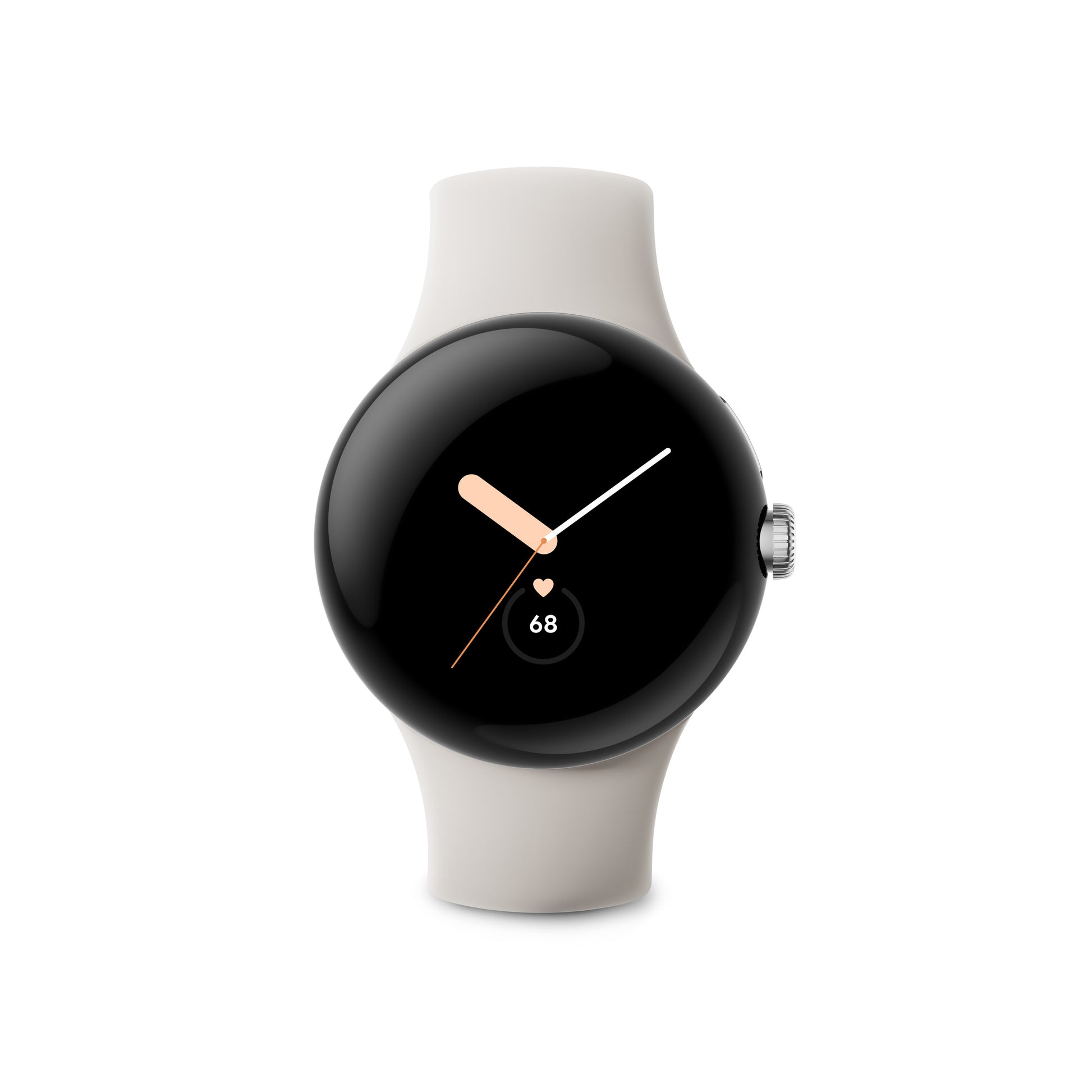 Google Pixel Watch 41 mm GPS – Edelstahl Silber, Sportarmband Kreide, S/L, 50 m, für Android