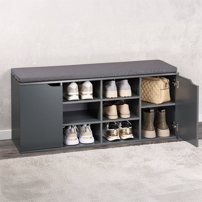 Kesper Schuhschrank – mit Sitzkissen, MDF/Holz, Anthrazit, 103,5 × 30,5 × 48 cm
