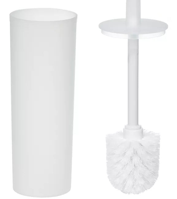 Diaqua WC-Bürstenset – Polypropylen, transparent, weiss, mit Deckel, Kopf austauschbar, H 38,5 cm, Ø 9,5 cm