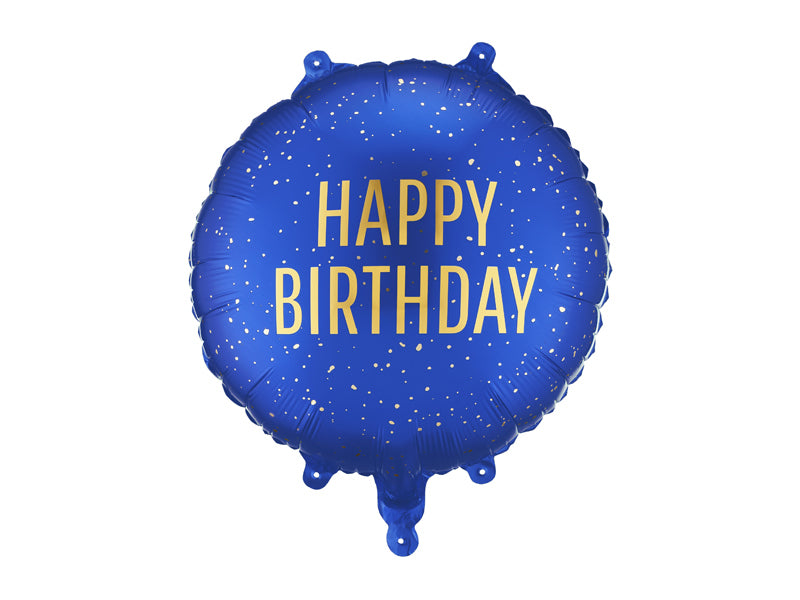 PartyDeco Folienballon Geburtstag – Gold/Marineblau – 45 × 45 cm – 1 Stk