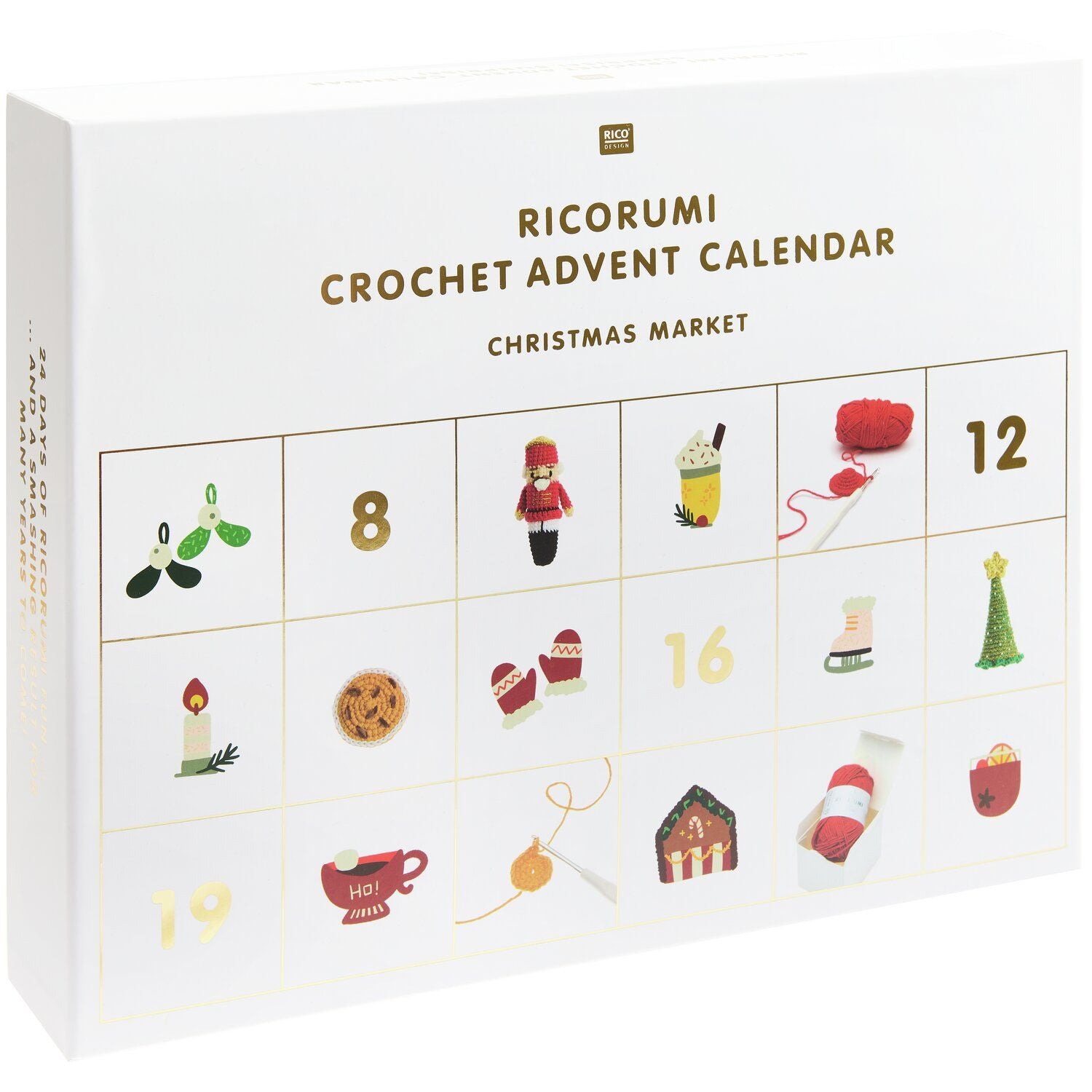 Rico Design Ricorumi Adventskalender 990476 Häkelset Mehrfarbig – Box 36 cm×29 cm×7 cm